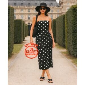 ZARA Polka Dot Strapless Midi Dress 🖤🤍✨ | Size L | NWT | Blogger Fave